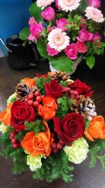 クリスマスの贈り物に、生花アレンジメントフラワーです♪｜「花の香花園」　（愛知県犬山市の花キューピット加盟店 花屋）のブログ