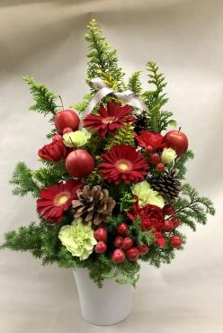 クリスマス風アレンジメントです☆｜「花の香花園」　（愛知県犬山市の花キューピット加盟店 花屋）のブログ