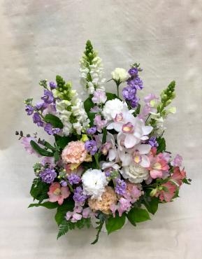 優しい感じの色ミックス御供アレンジメントです。｜「花の香花園」　（愛知県犬山市の花キューピット加盟店 花屋）のブログ
